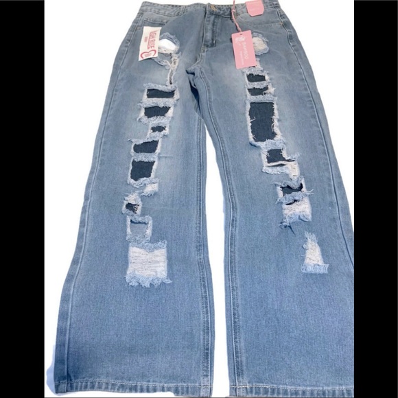 Bamboo Original Denim Distressed Detailed Jeans - New with tags #5 - Picture 3 of 4